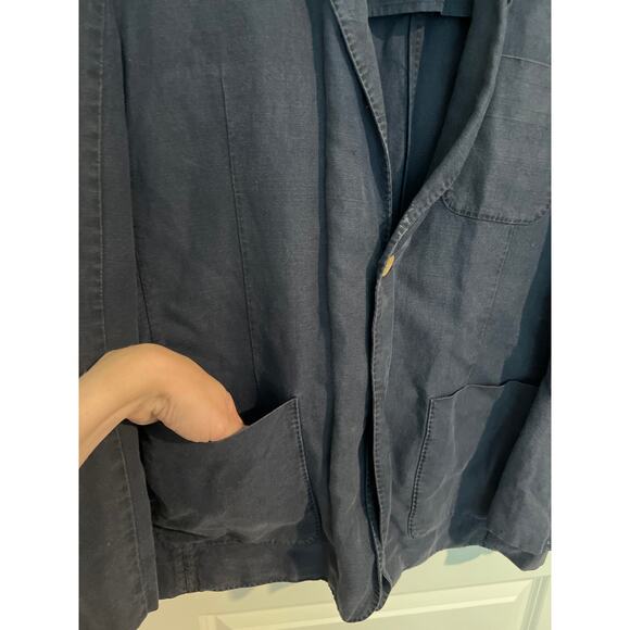 Tommy Bahama Blue Blazer – Size Large – Cotton Linen Blend - Picture 4 of 8